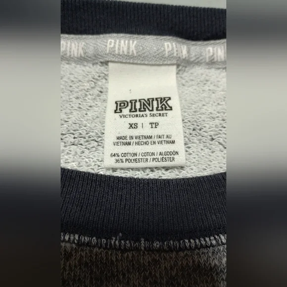 Victoria's Secret PINK Gray Crewneck with Black Trim, Size XS - Picture 4 of 5